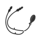 Inflatable Anal Plug for Couples – Dual-Bead Pleasure, Black Silicone, One-Button Pump